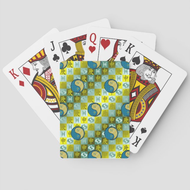 Pisces & Metal Monkey Playing Cards (Back)