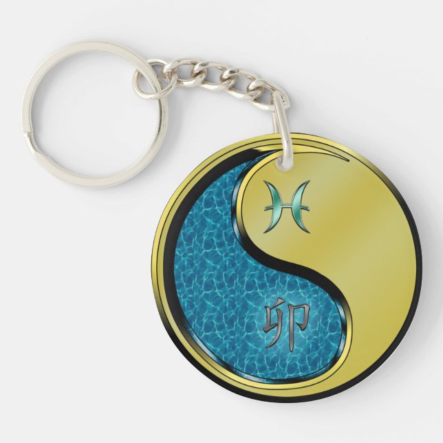 Pisces & Metal Rabbit Key Ring (Front)
