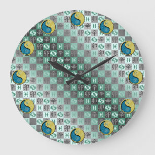 Pisces & Metal Rabbit Large Clock