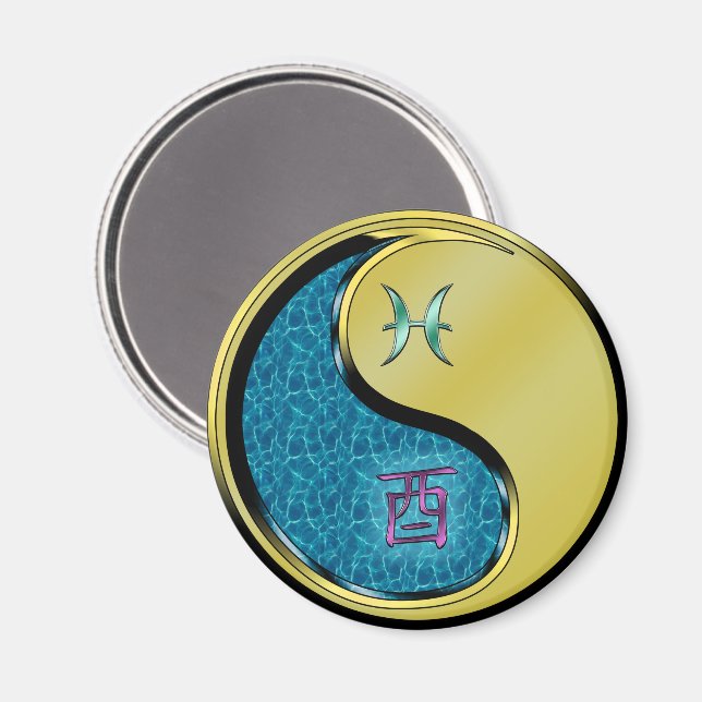 Pisces & Metal Rooster Magnet (Front/Back)