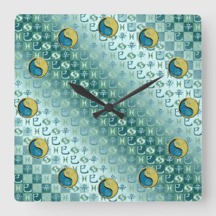 Pisces & Metal Snake Square Wall Clock