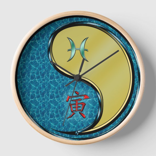 Pisces & Metal Tiger Clock (Front)