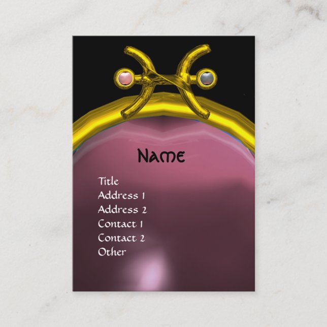 PISCES MONOGRAM Pearl Amethyst yellow pink purple Business Card (Front)