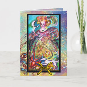 PISCES,MOON LADY,TAROT ASTROLOGY ZODIAC BIRTHDAY CARD