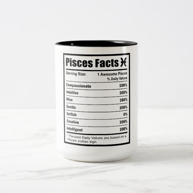 Pisces Nutrition Facts    Two-Tone Coffee Mug (Center)