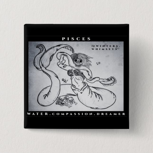 Pisces Print  15 Cm Square Badge (Front)