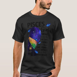 Pisces Queen Afro Melanin Girl Birthday For Black T-Shirt