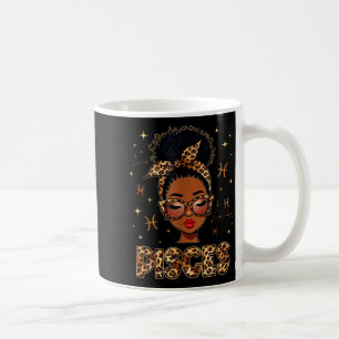 Pisces queen black women afro girl zodiac birthday coffee mug