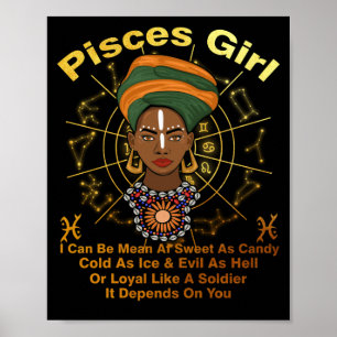 Pisces Queen Sweet As Candy Birthday Black Women Poster