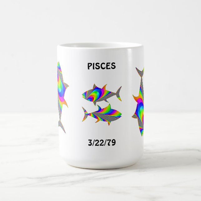 Pisces Rainbow Fish Zodiac Custom Mug (Center)