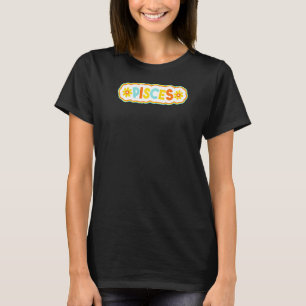 Pisces Retro Vintage Lettering Astrology Zodiac T-Shirt