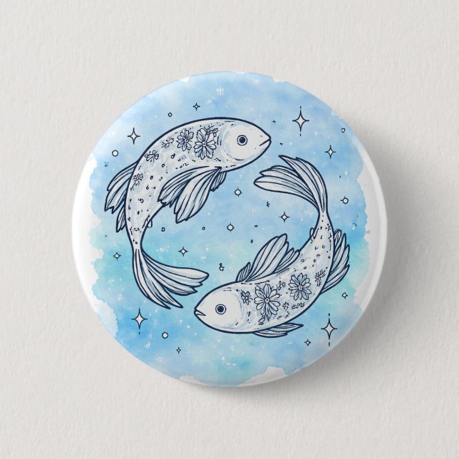 Pisces Sign 6 Cm Round Badge (Front)