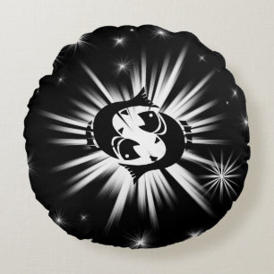 Pisces sign round cushion