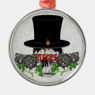 Pisces Skull Metal Tree Decoration