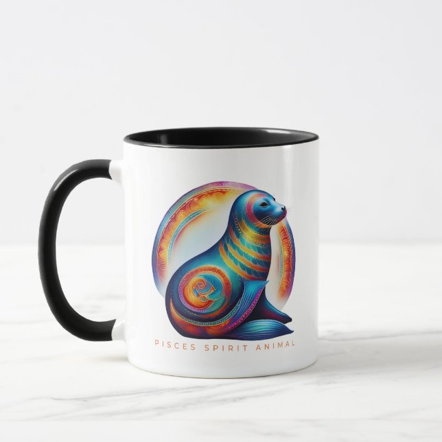 Pisces Spirit Animal Seal Alebrije Male Mug (Left)