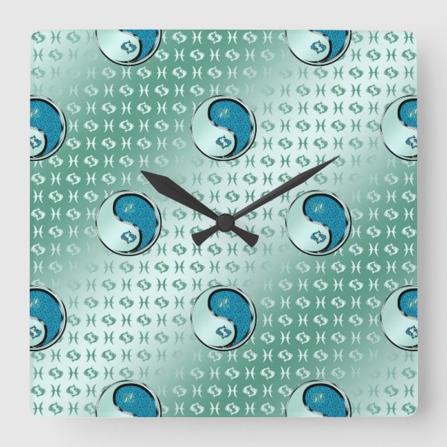 Pisces Square Wall Clock (Front)