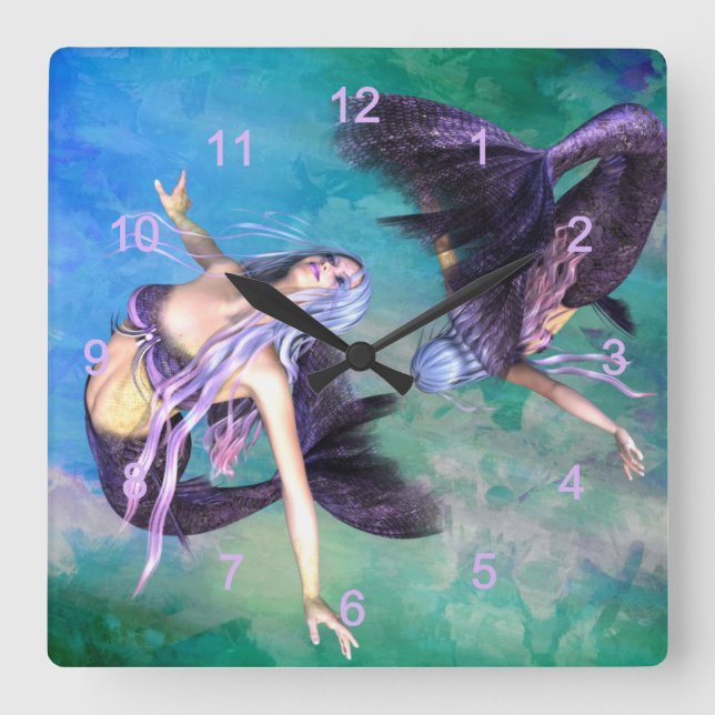Pisces Square Wall Clock (Front)