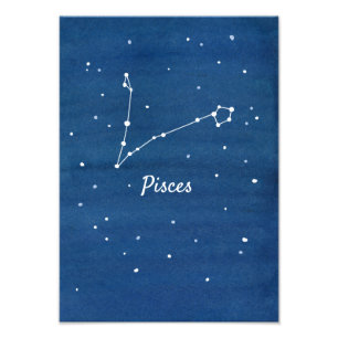 Pisces Star Constellation Blue Photo Print