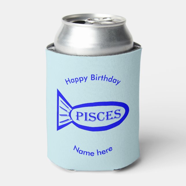 Pisces Star Sign Fish Can Cooler (Can Front)
