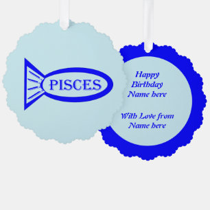 Pisces Star Sign Fish Custom Tree Decoration Card