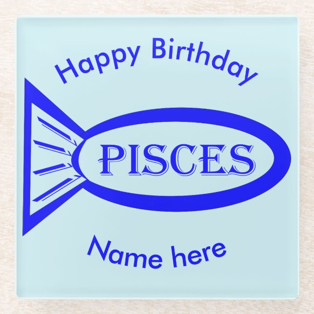 Pisces Star Sign Fish Glass Coaster (Front)