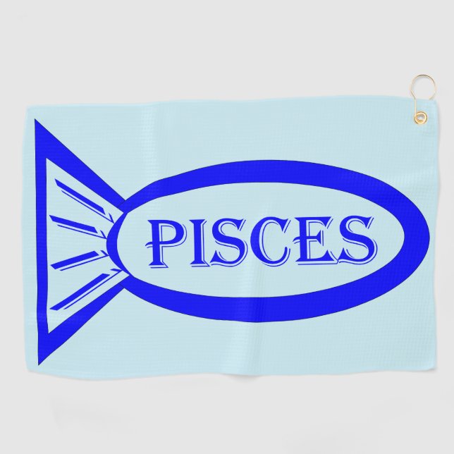 Pisces Star Sign Fish Golf Towel (Horizontal)