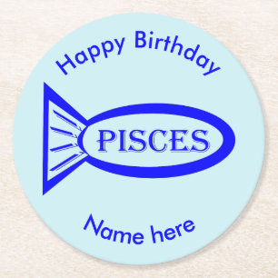 Pisces Star Sign Fish Paper Coasters