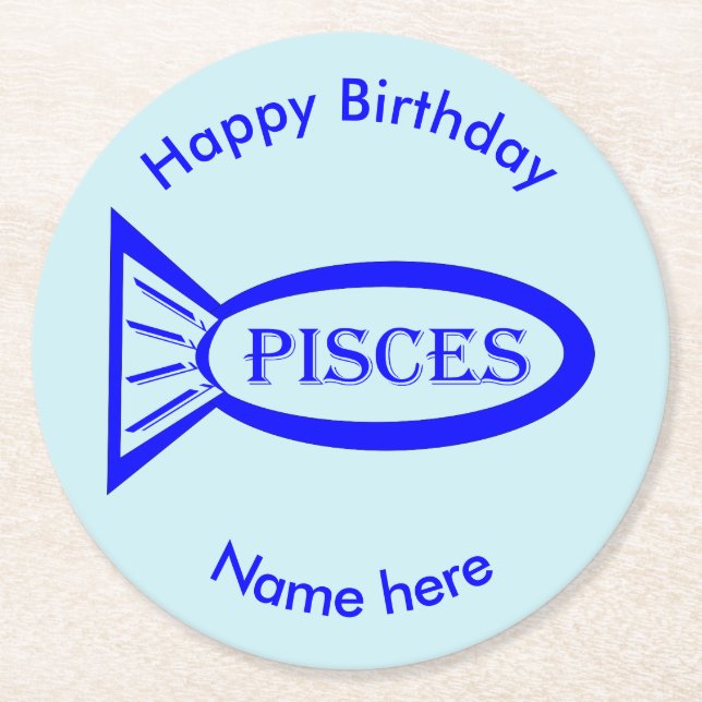 Pisces Star Sign Fish Paper Coasters (Front)