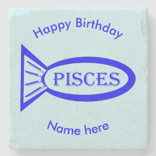 Pisces Star Sign Fish Stone Coaster