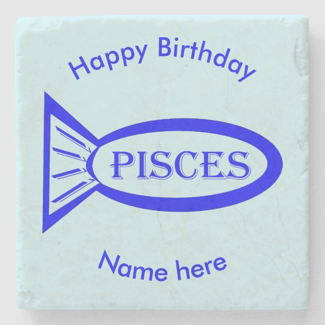 Pisces Star Sign Fish Stone Coaster (Front)