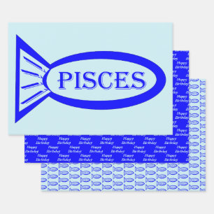 Pisces Star Sign Fish Wrapping Paper Sheet
