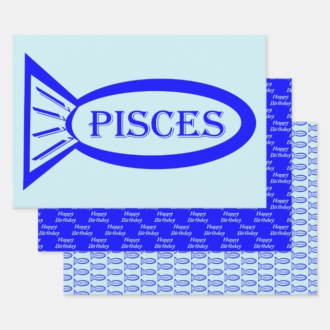 Pisces Star Sign Fish Wrapping Paper Sheet (Set)