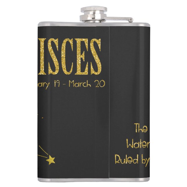 Pisces Star Sign Hip Flask (Back)