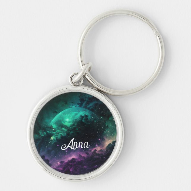 Pisces Starry Sky Zodiac Keychain with Custom Name (Front)