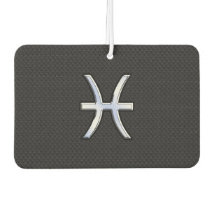 Pisces Symbol on Black Snake Skin style Car Air Freshener
