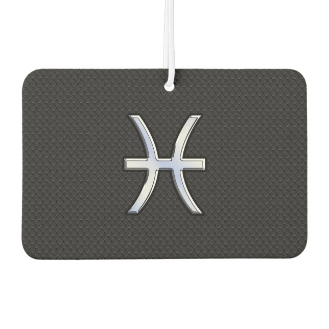 Pisces Symbol on Black Snake Skin style Car Air Freshener (Front)