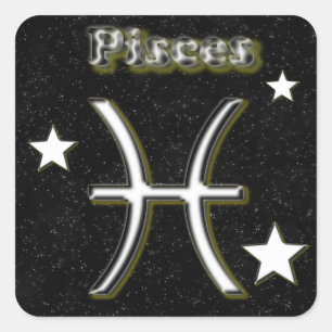 Pisces symbol square sticker
