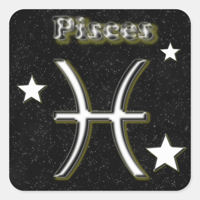 Pisces symbol square sticker (Front)