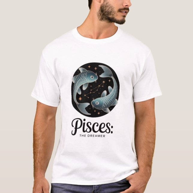 Pisces The Dreamer Zodiac Constellation Aesthetic  T-Shirt (Front)