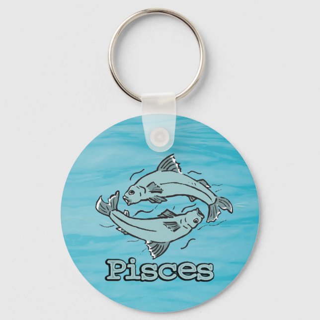 Pisces the fish astrological water sign keychain (Front)