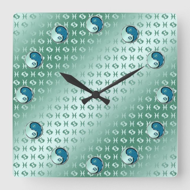 Pisces the Fish Square Wall Clock (Front)