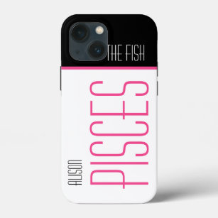 Pisces The Fish Stylish Text Name Black Pink iPhone 13 Mini Case