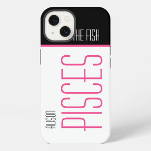 Pisces The Fish Stylish Text Name Black Pink iPhone 13 Case