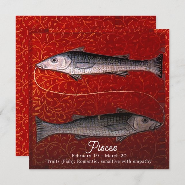 Pisces the Fish Zodiac Sign Birthday Party Invitation (Front/Back)