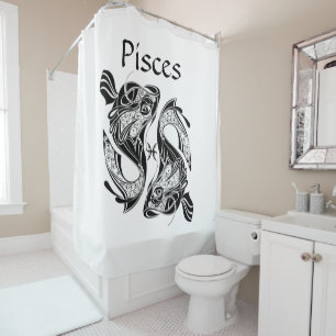 Pisces the Fish Zodiac Symbol and Sign Shower Curtain
