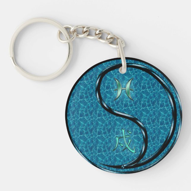 Pisces & Water Dog Key Ring (Front)