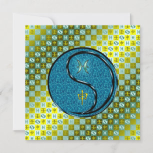 Pisces & Water Monkey Flat Greeting Card