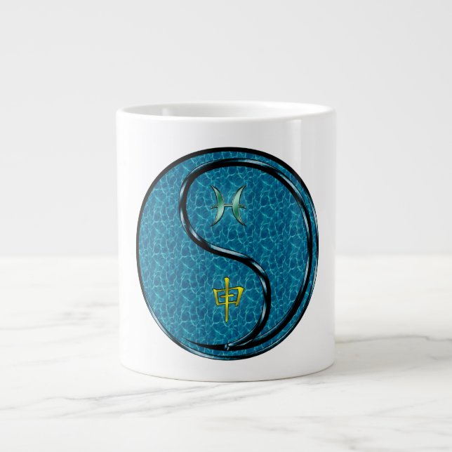 Pisces & Water Monkey Large Coffee Mug (Front)