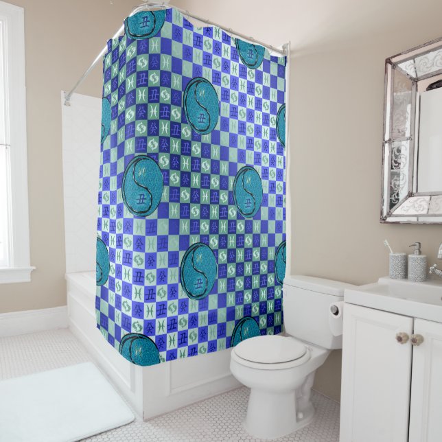 Pisces & Water Ox Shower Curtain (In Situ)