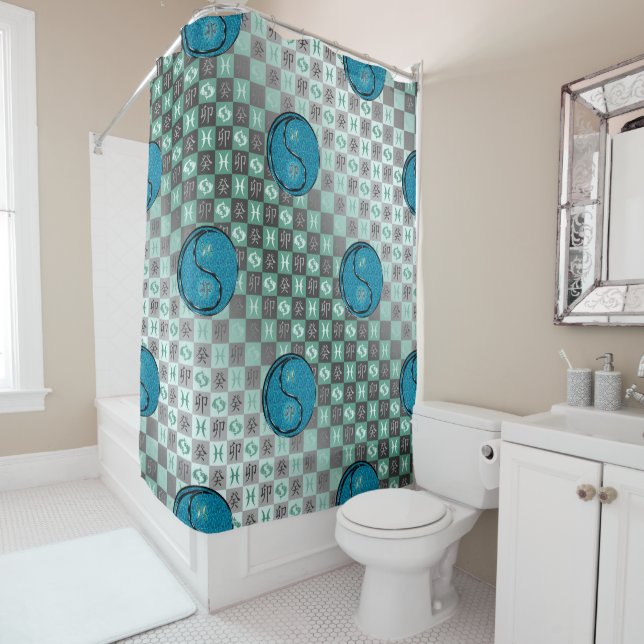 Pisces & Water Rabbit Shower Curtain (In Situ)